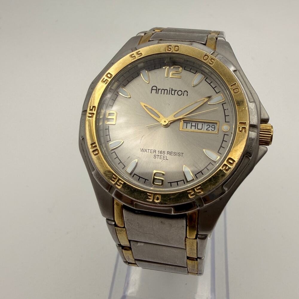 Elegant Vintage Armitron Crissal Men's Two-Tone Watch Working